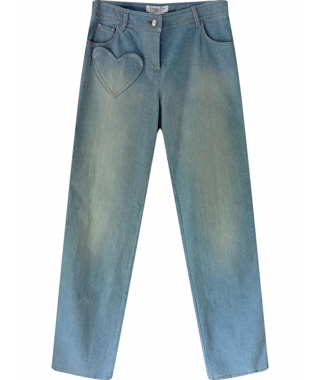 CHRISTIAN DIOR Голубые хлопковые прямые джинсы, фото 1