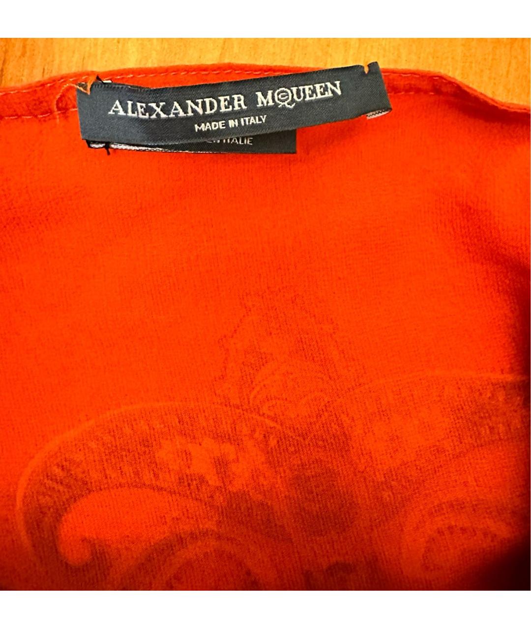 ALEXANDER MCQUEEN Оранжевое шелковое парео, фото 3