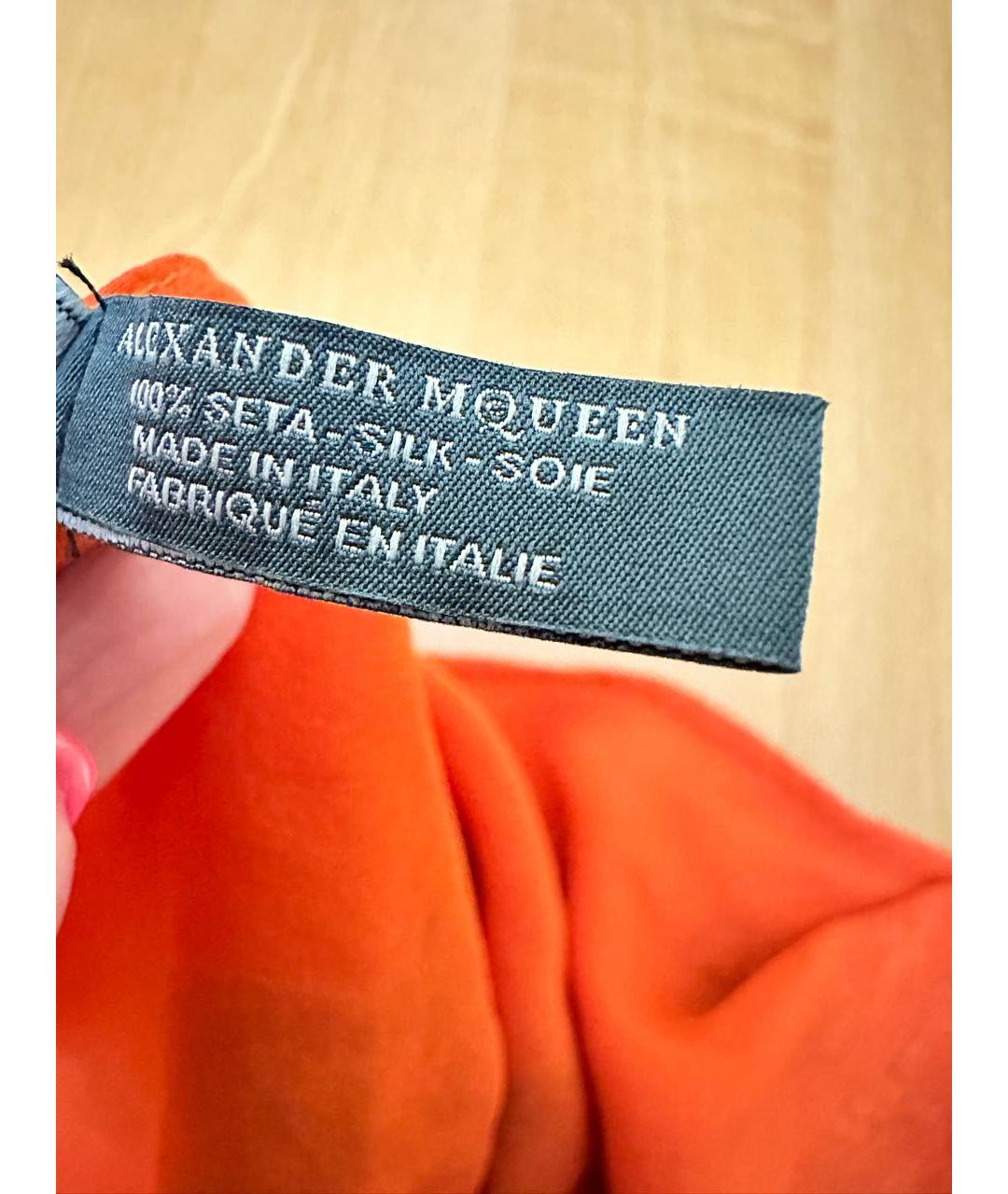 ALEXANDER MCQUEEN Оранжевое шелковое парео, фото 5
