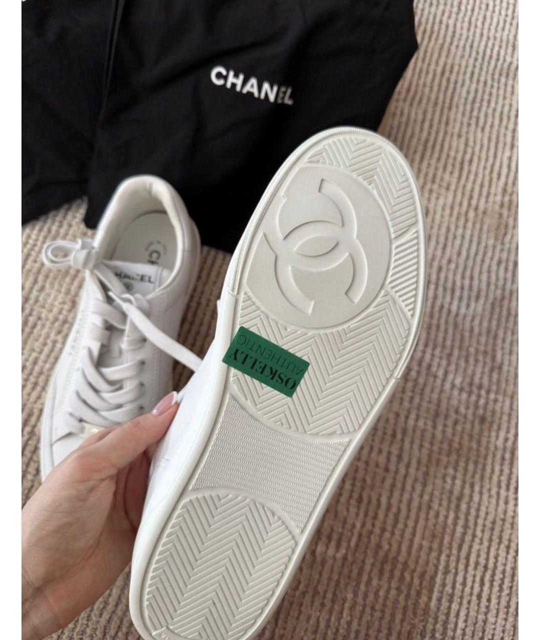 CHANEL Белые кожаные кеды, фото 5