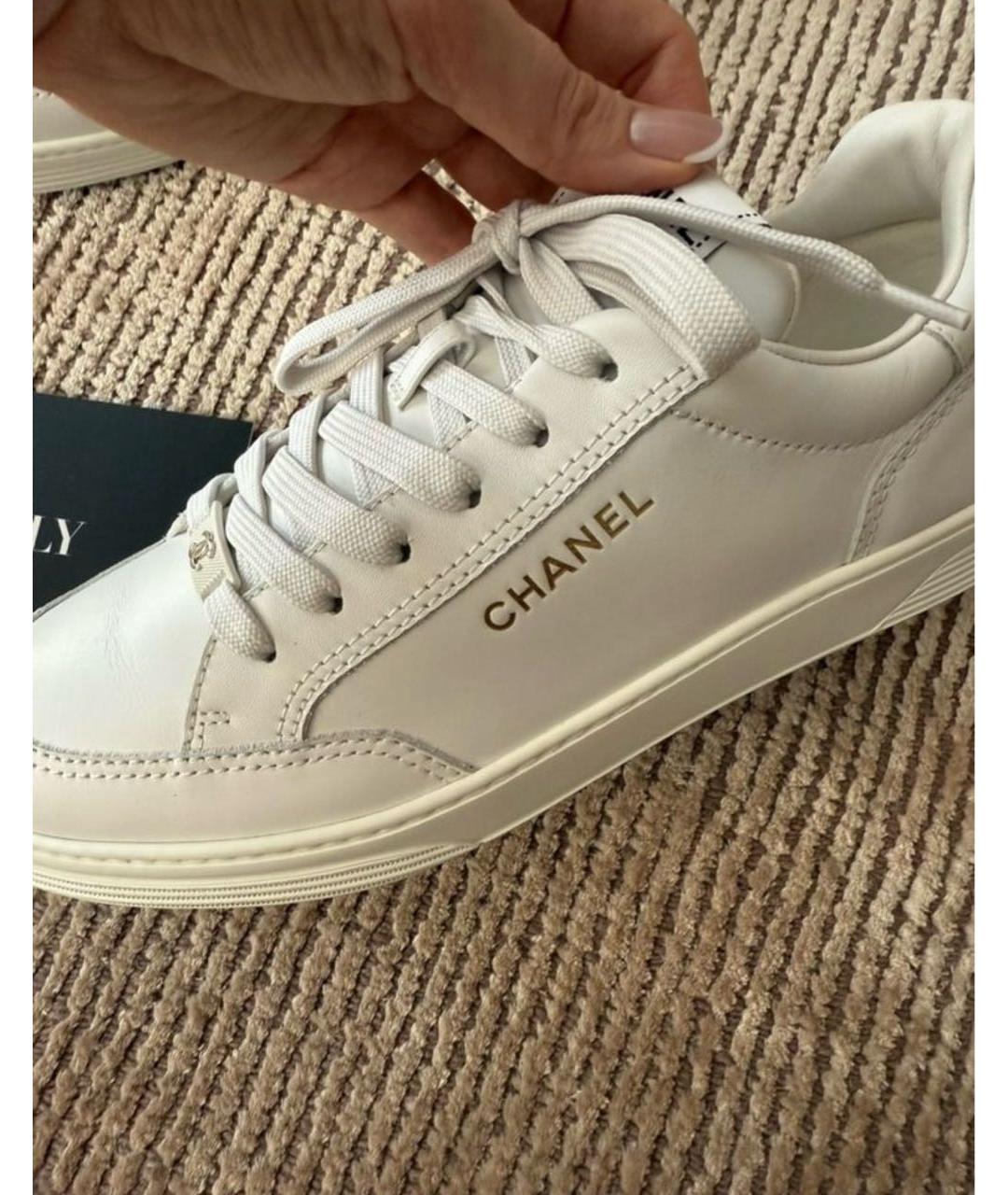CHANEL Белые кожаные кеды, фото 6