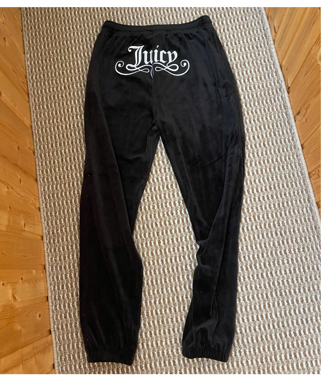 JUICY COUTURE Черные велюровые прямые брюки, фото 2