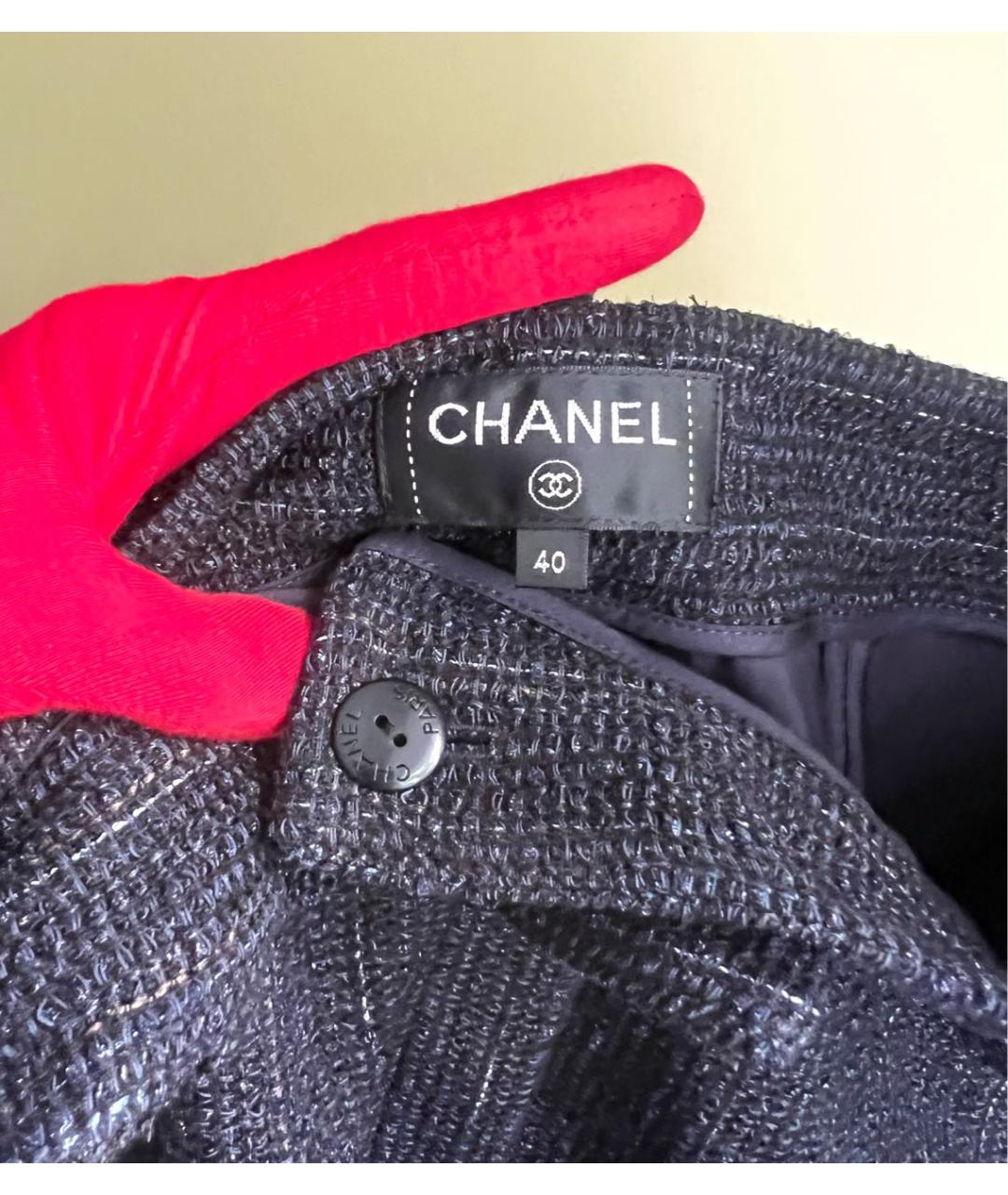 CHANEL Темно-синие твидовые бриджи, фото 7