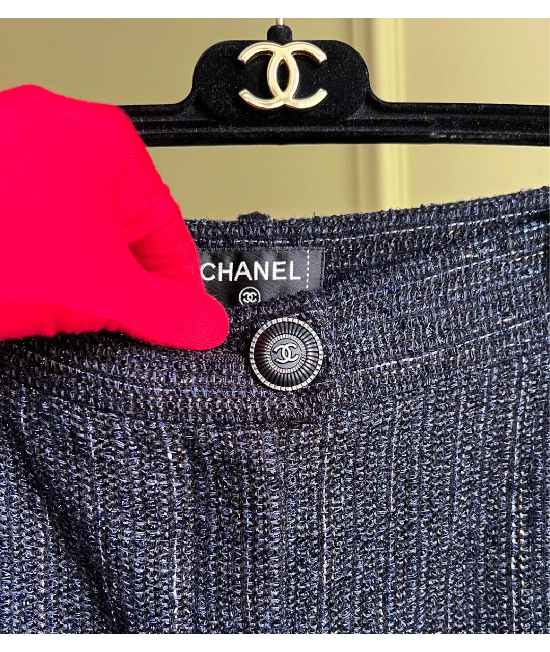 CHANEL Темно-синие твидовые бриджи, фото 2