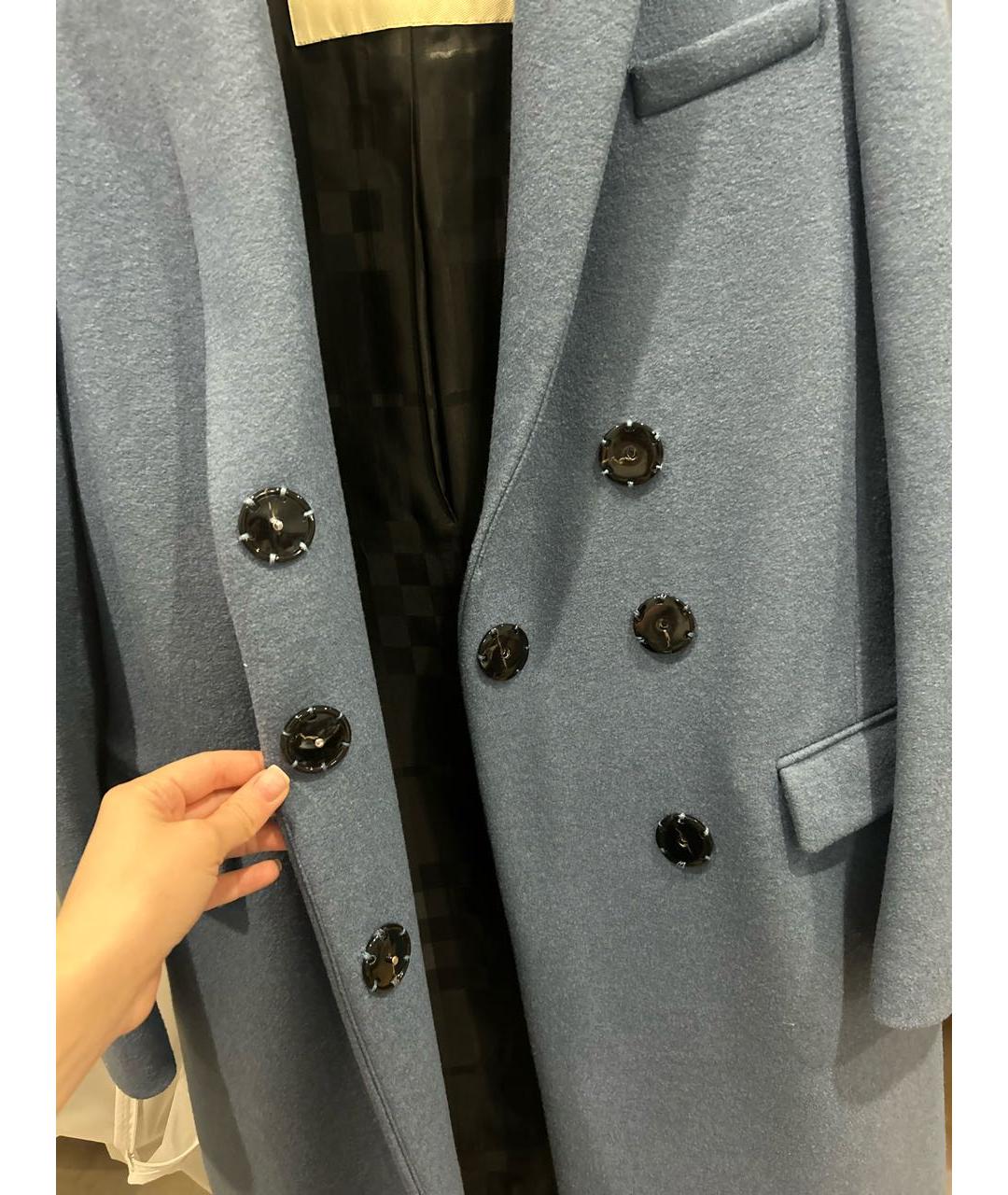 BURBERRY Голубое шерстяное пальто, фото 4
