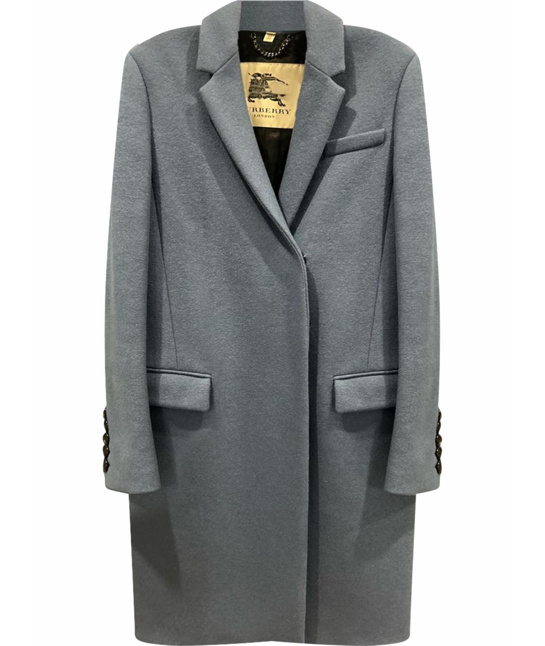 BURBERRY Голубое шерстяное пальто, фото 1