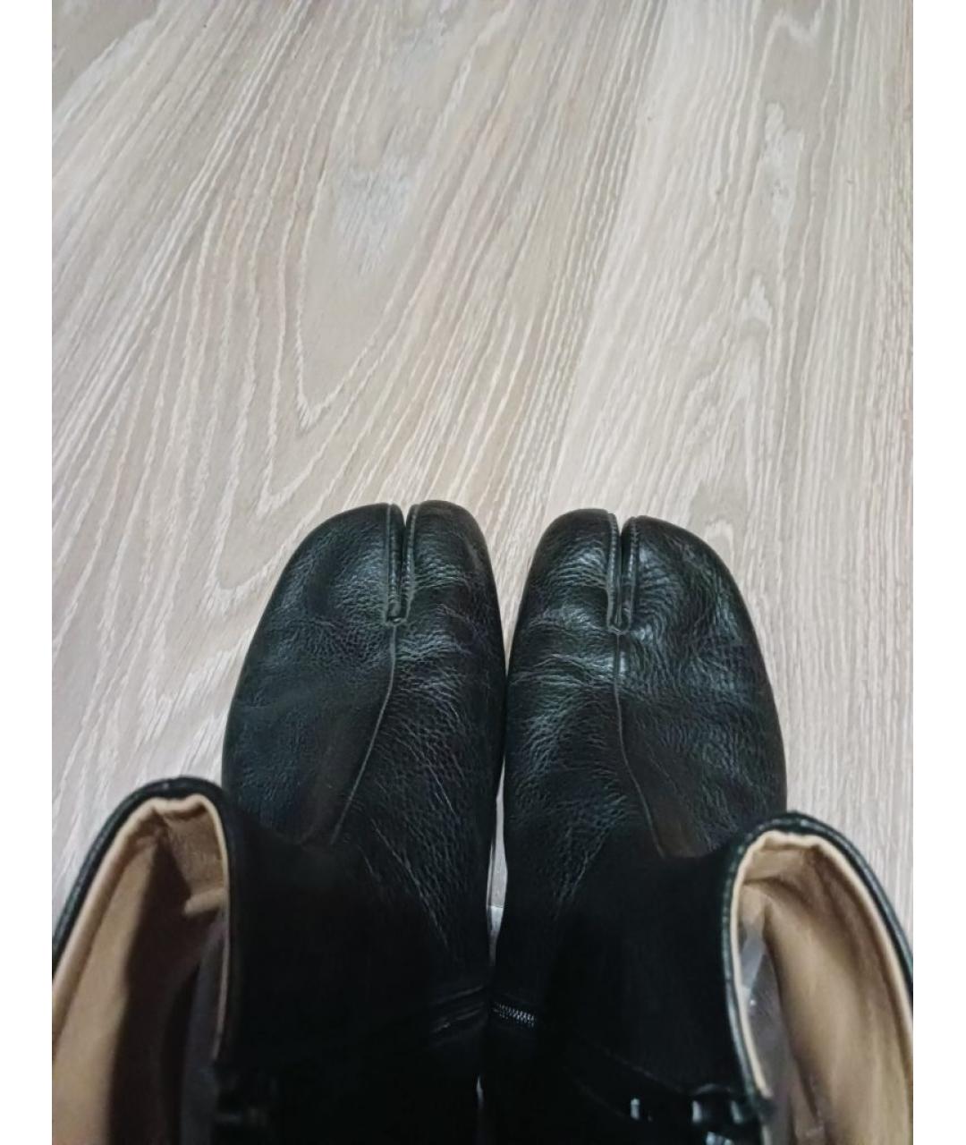 MAISON MARGIELA Черные кожаные ботинки, фото 3