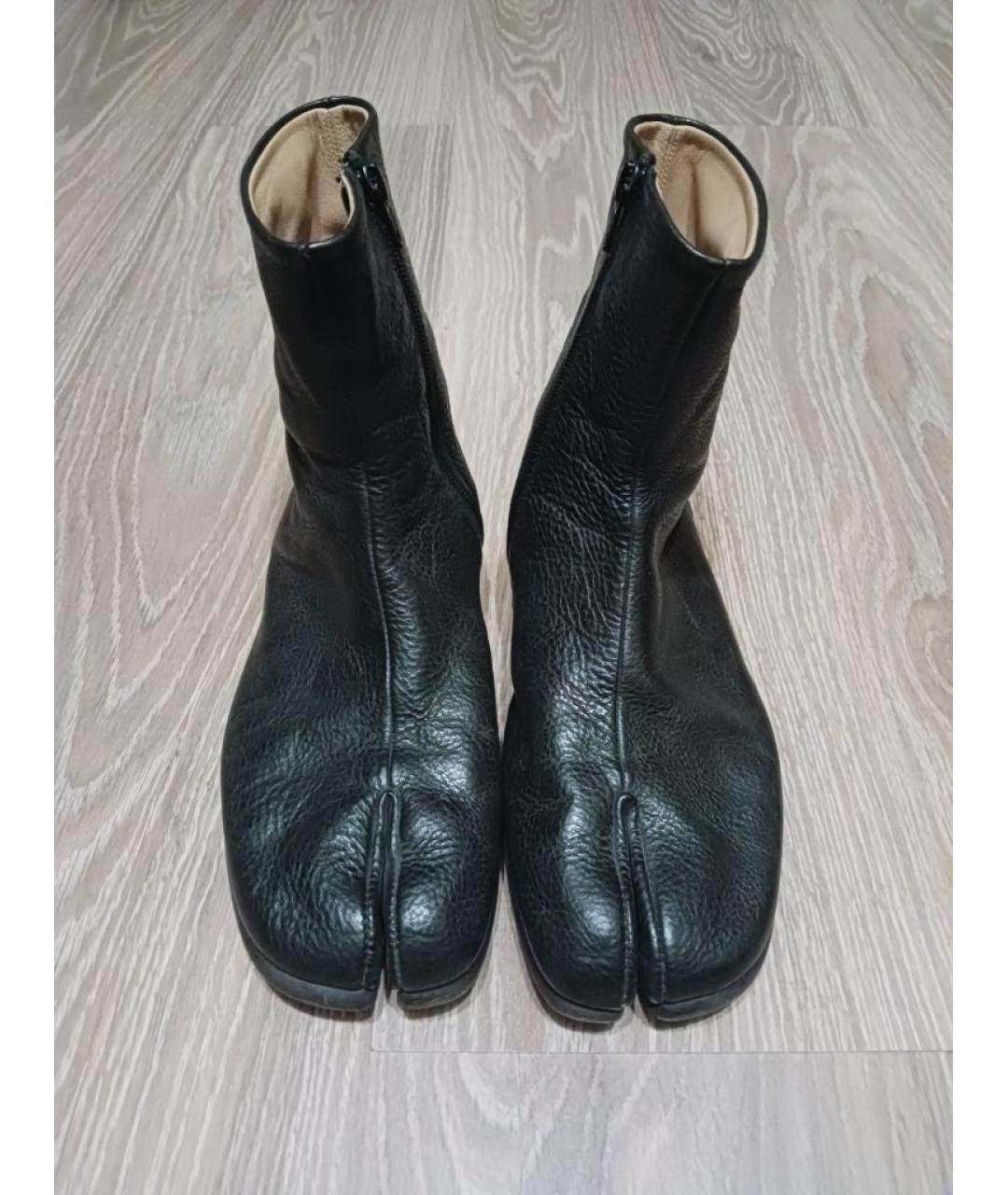 MAISON MARGIELA Черные кожаные ботинки, фото 2