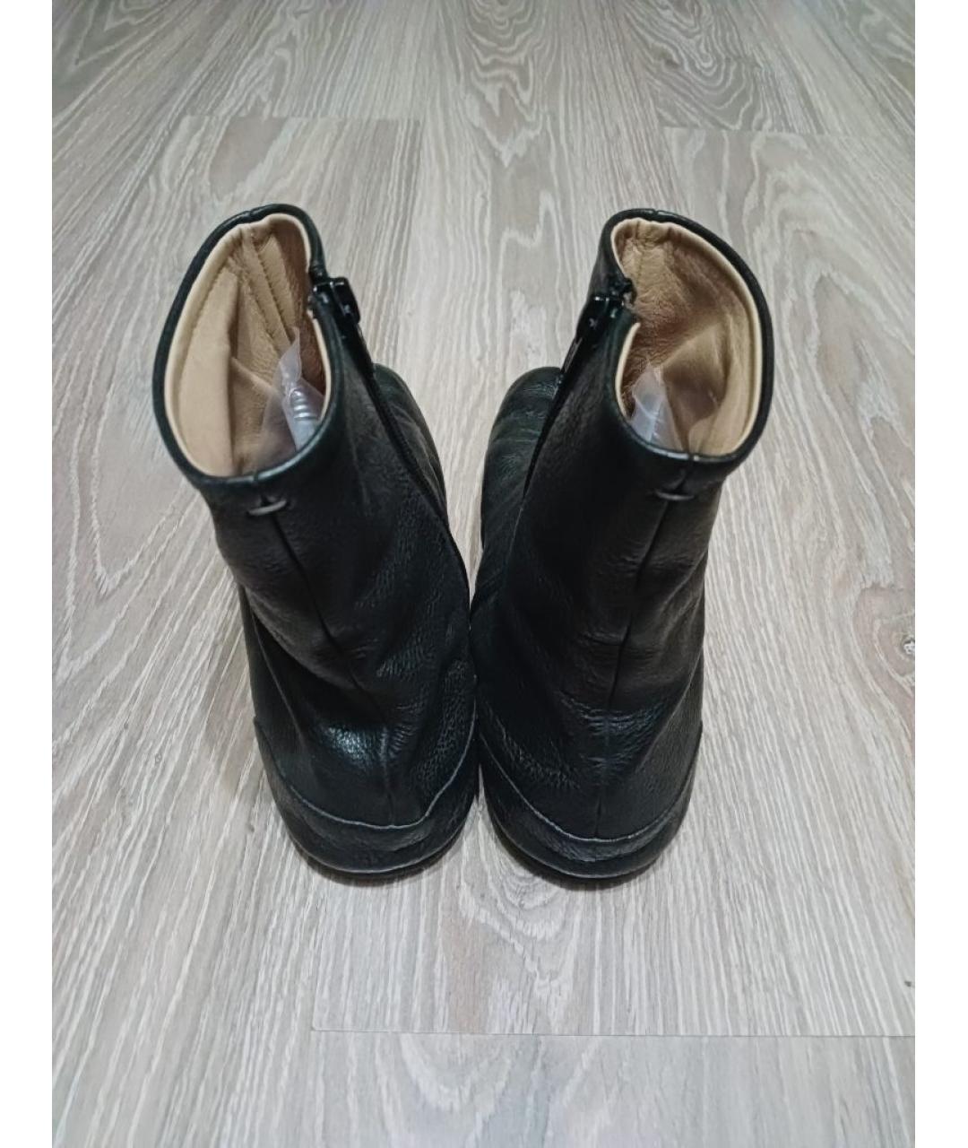 MAISON MARGIELA Черные кожаные ботинки, фото 4