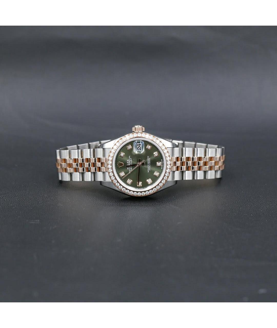 ROLEX Зеленые часы из розового золота, фото 5