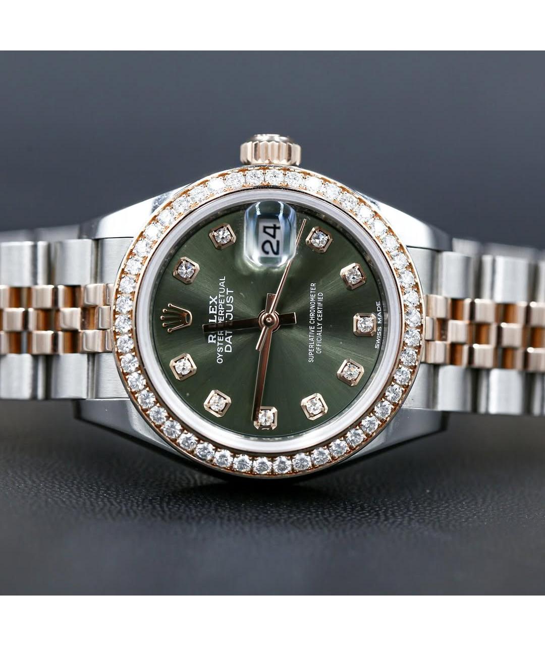 ROLEX Зеленые часы из розового золота, фото 3