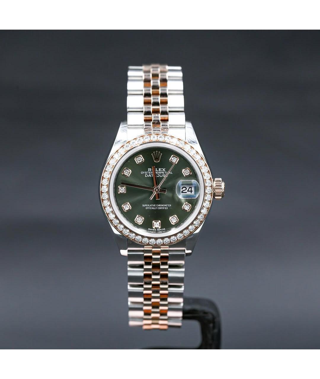 ROLEX Зеленые часы из розового золота, фото 2