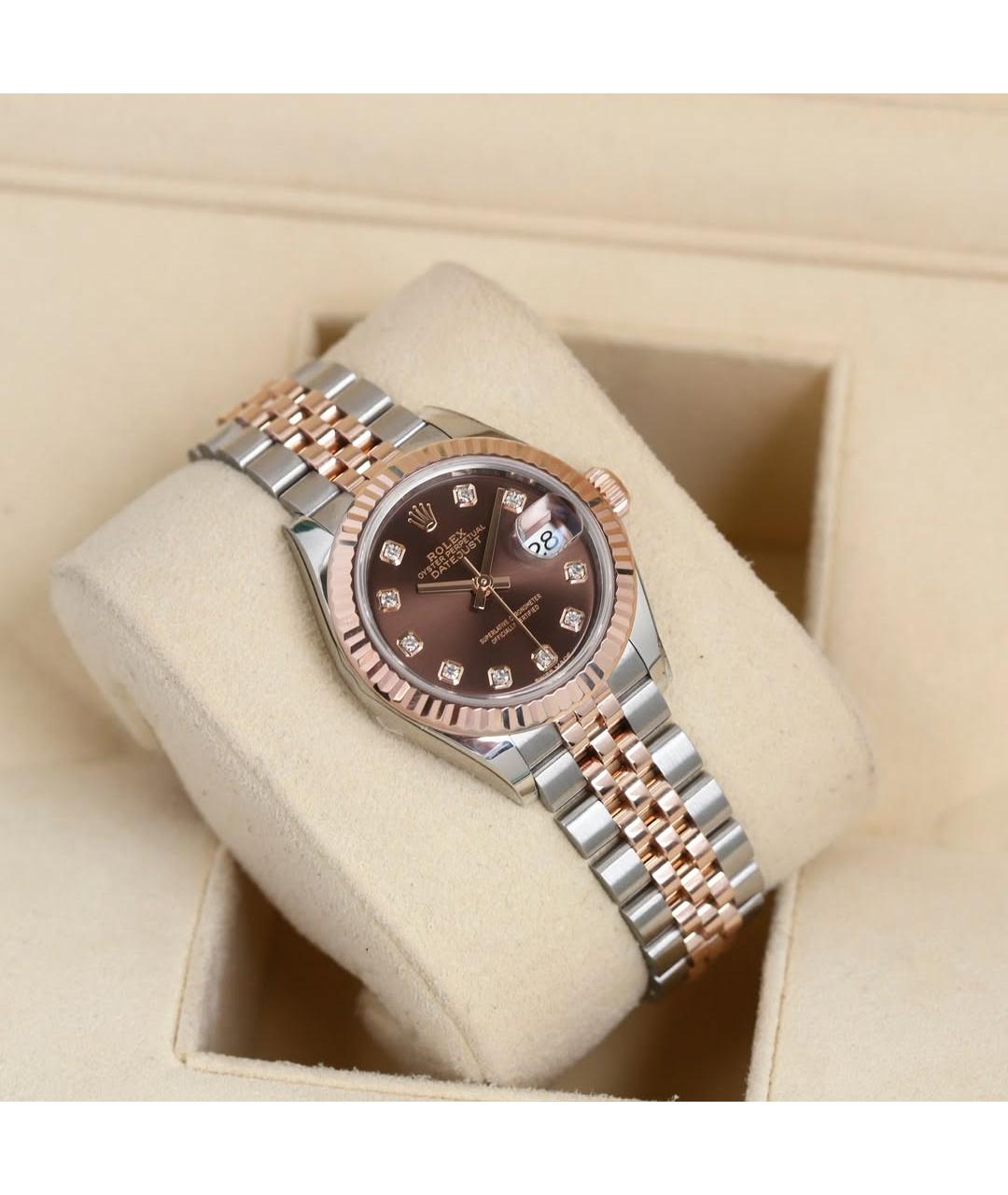 ROLEX Коричневые часы из розового золота, фото 3