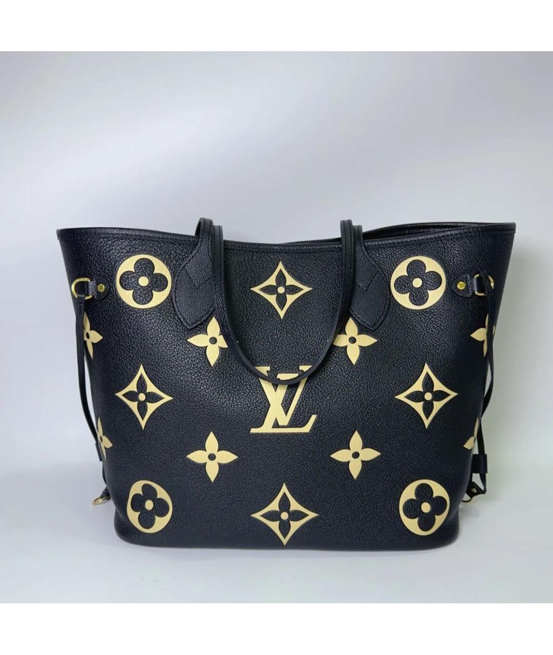 LOUIS VUITTON Черная кожаная сумка тоут, фото 7