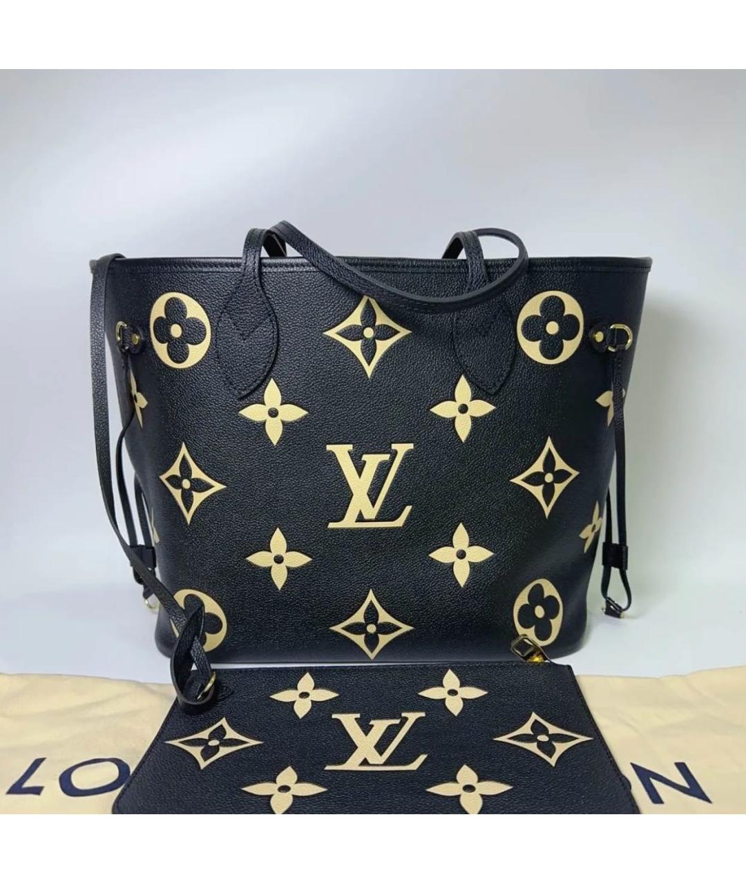 LOUIS VUITTON Черная кожаная сумка тоут, фото 2