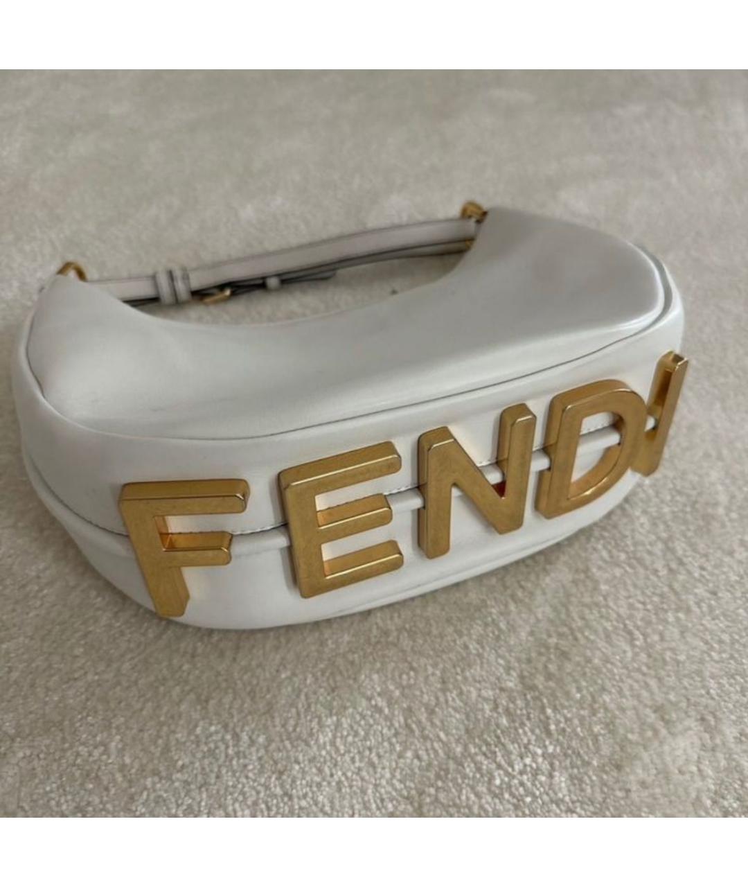 FENDI Белая кожаная сумка с короткими ручками, фото 2