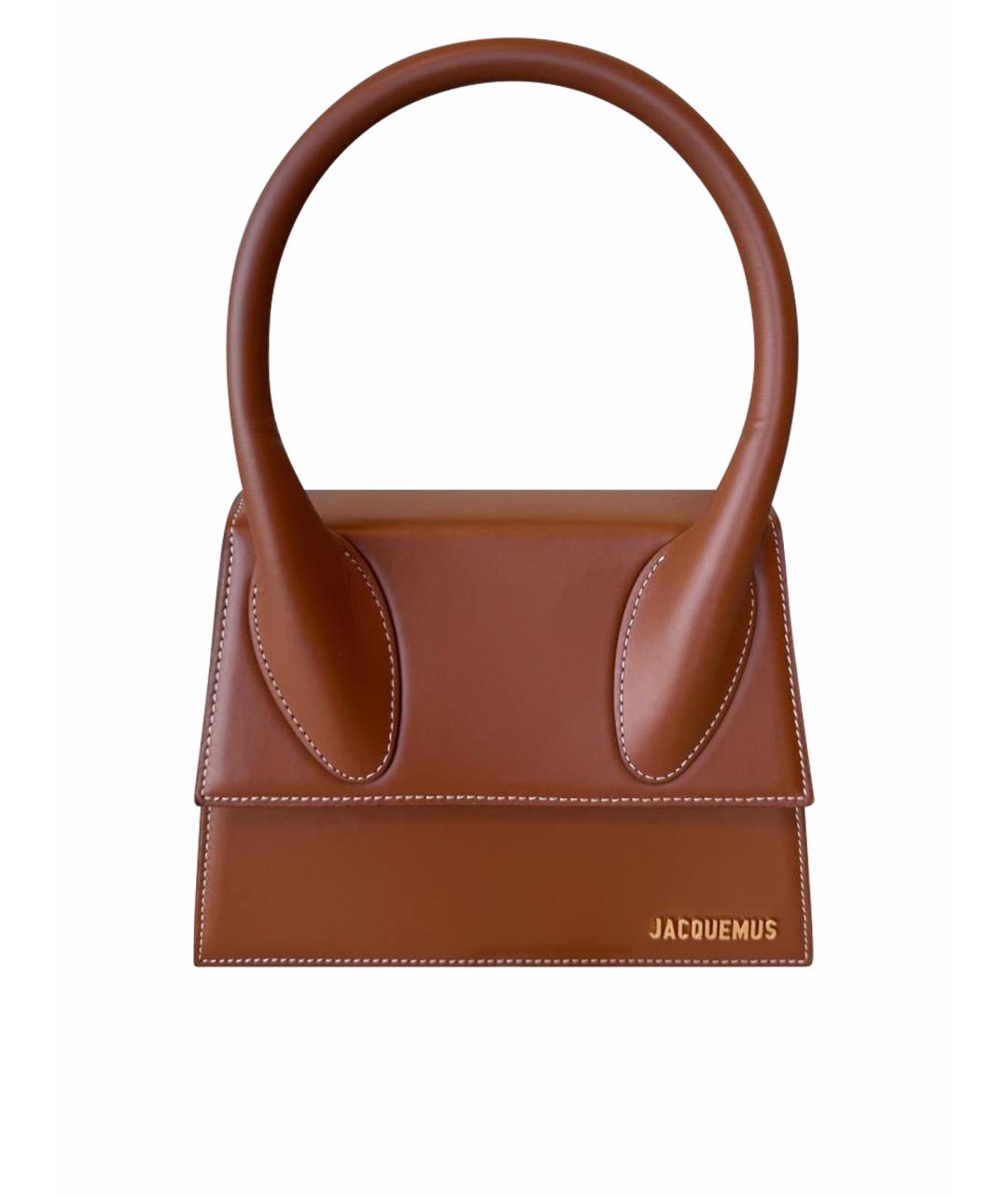 JACQUEMUS Коричневая кожаная сумка с короткими ручками, фото 1