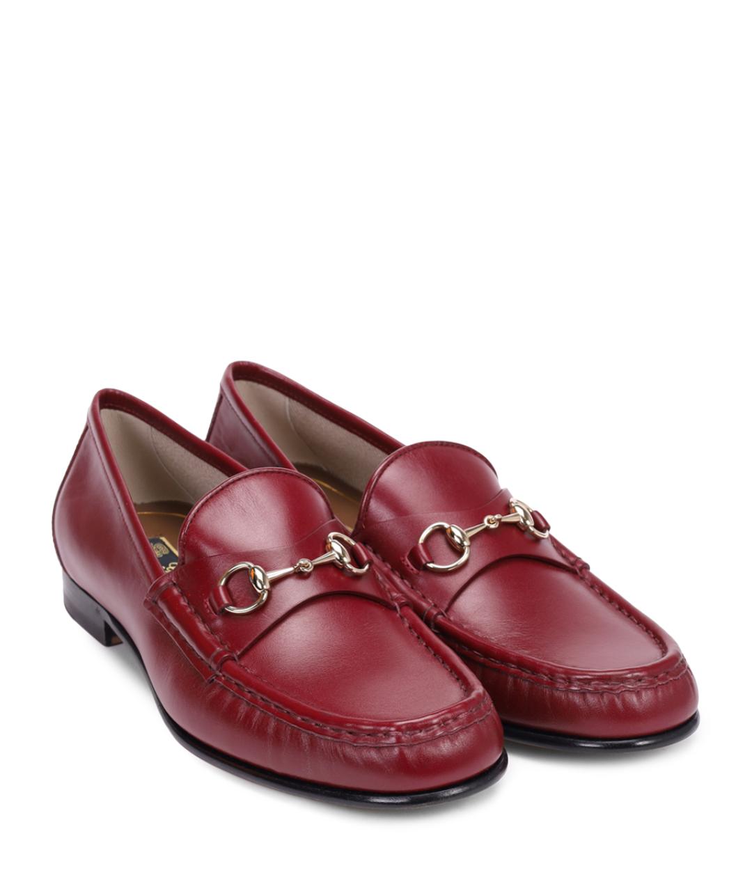 GUCCI Бордовые кожаные лоферы, фото 2
