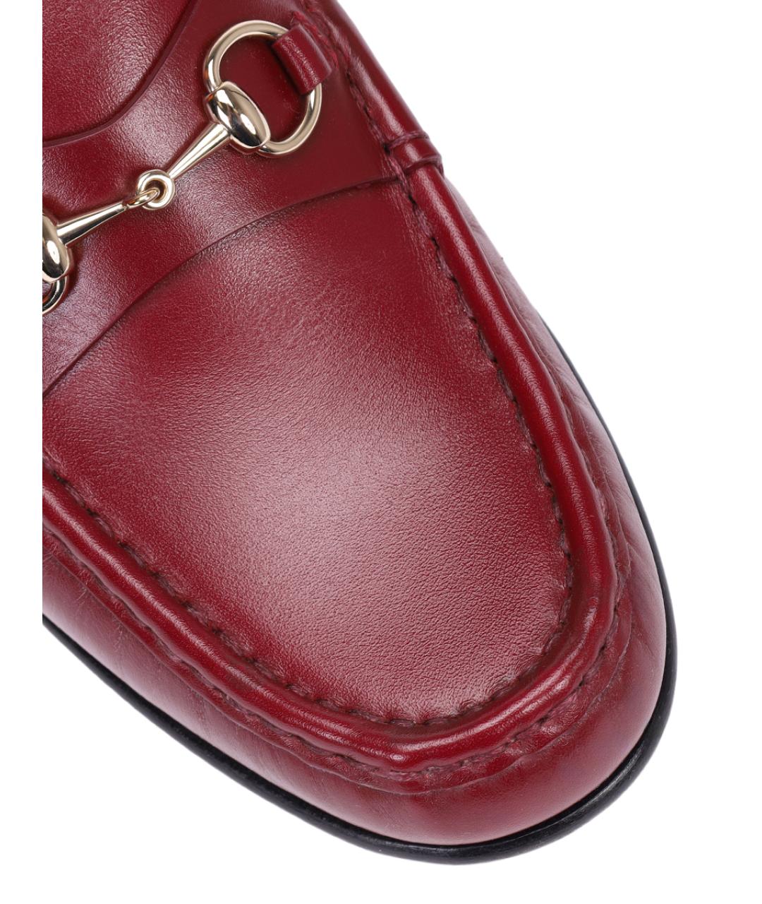 GUCCI Бордовые кожаные лоферы, фото 5