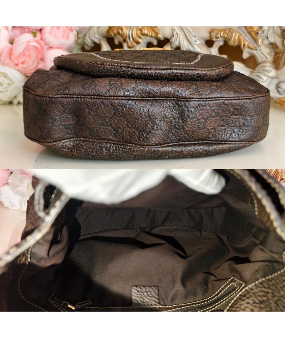 GUCCI Коричневая кожаная сумка с короткими ручками, фото 7
