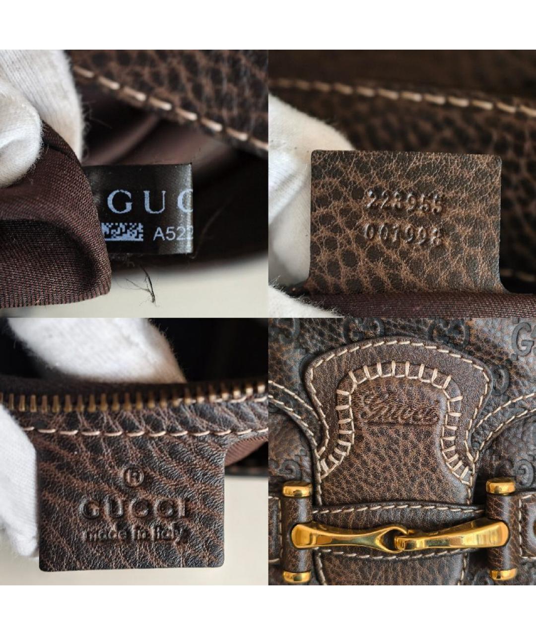 GUCCI Коричневая кожаная сумка с короткими ручками, фото 5