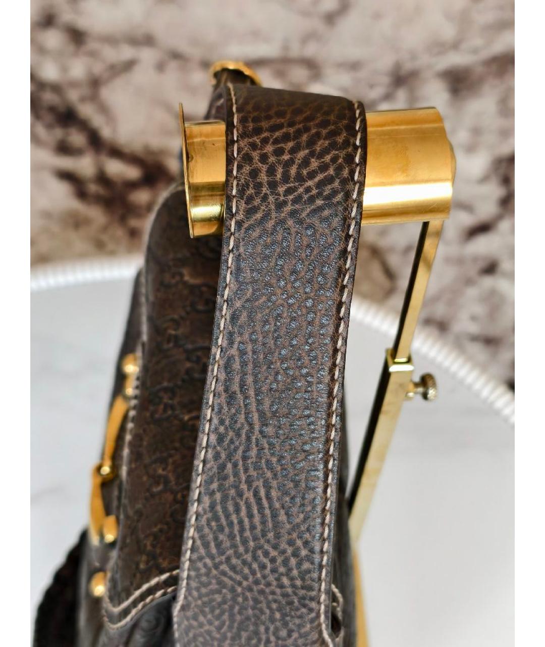 GUCCI Коричневая кожаная сумка с короткими ручками, фото 6