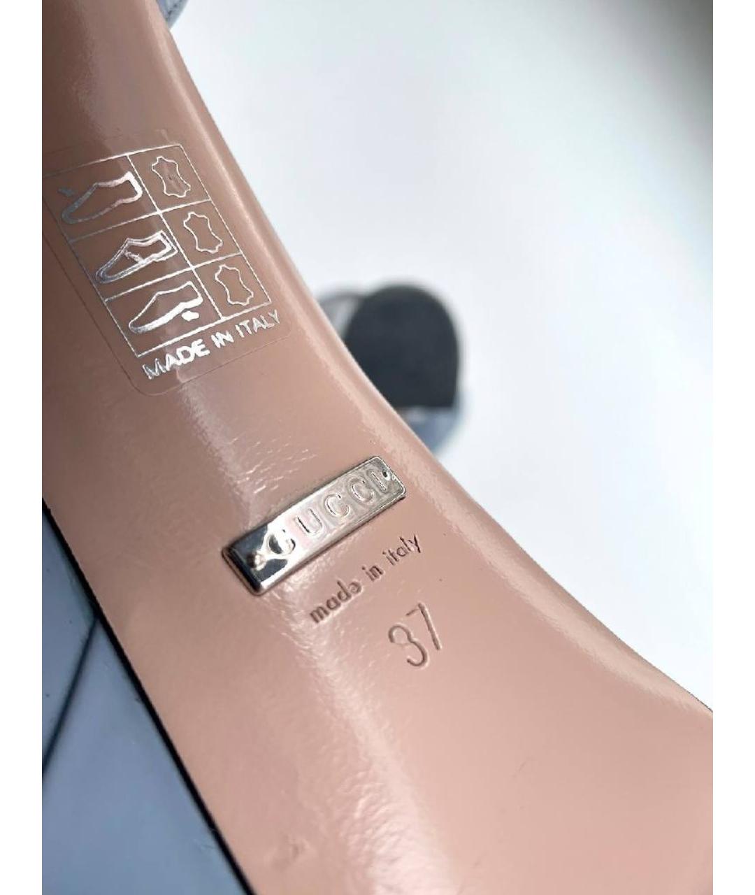 GUCCI Голубые кожаные босоножки, фото 7