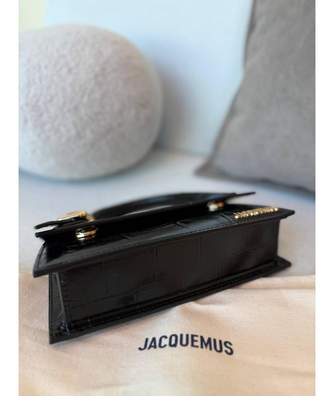JACQUEMUS Черная сумка с короткими ручками из лакированной кожи, фото 4