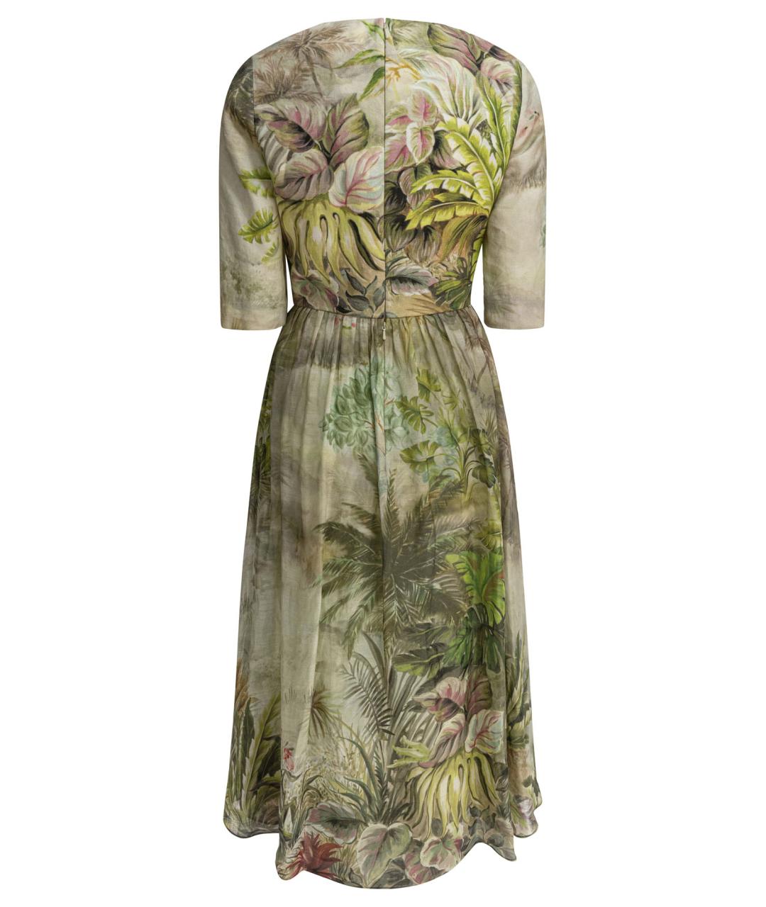 ELIE SAAB Зеленые льняное повседневное платье, фото 2