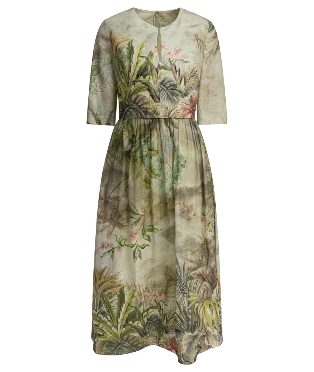 ELIE SAAB Зеленые льняное повседневное платье, фото 1