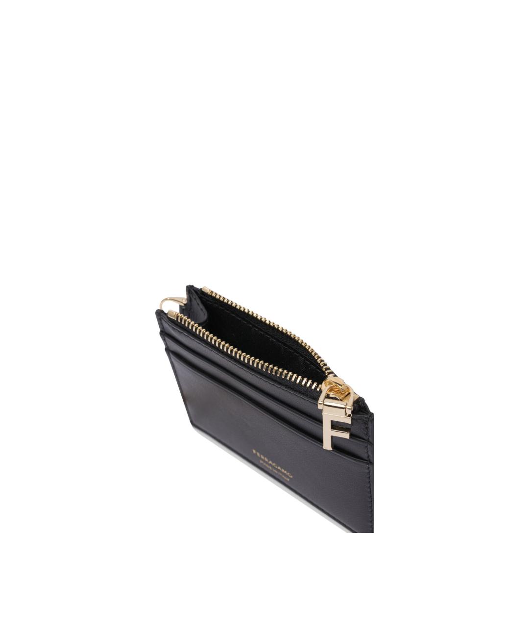 FERRAGAMO Черный кожаный кардхолдер, фото 5