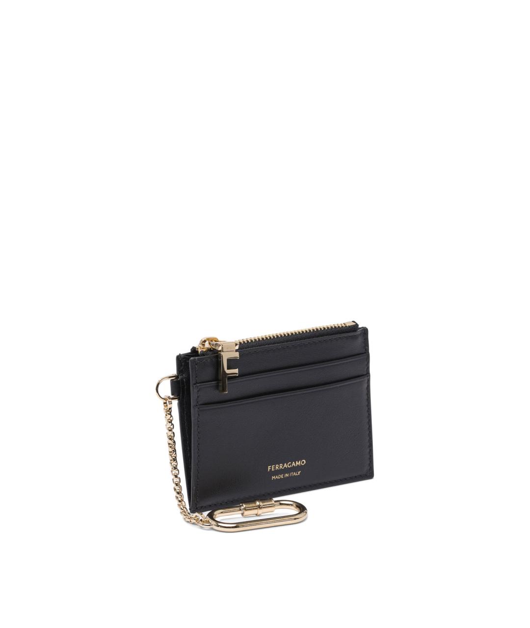FERRAGAMO Черный кожаный кардхолдер, фото 2