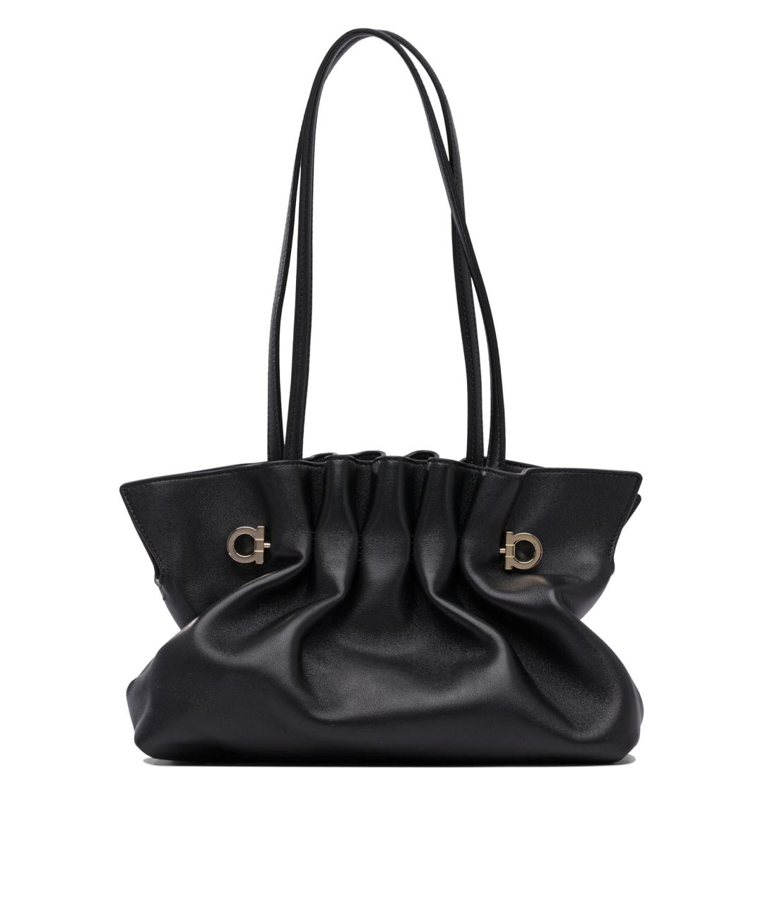 FERRAGAMO Черная кожаная сумка через плечо, фото 3