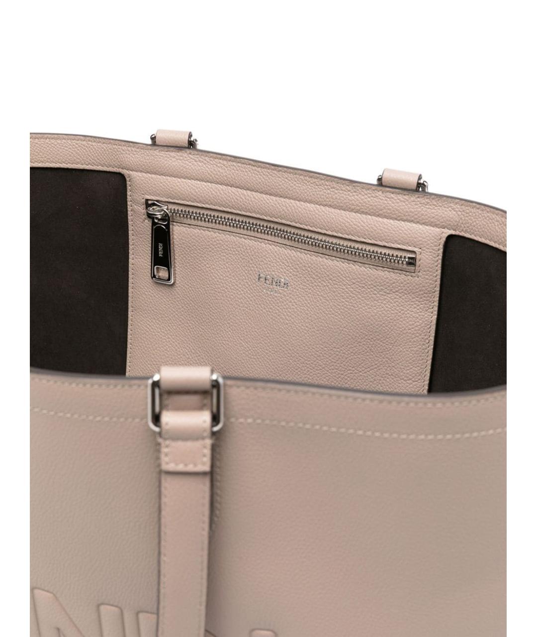 FENDI Бежевая кожаная сумка тоут, фото 4