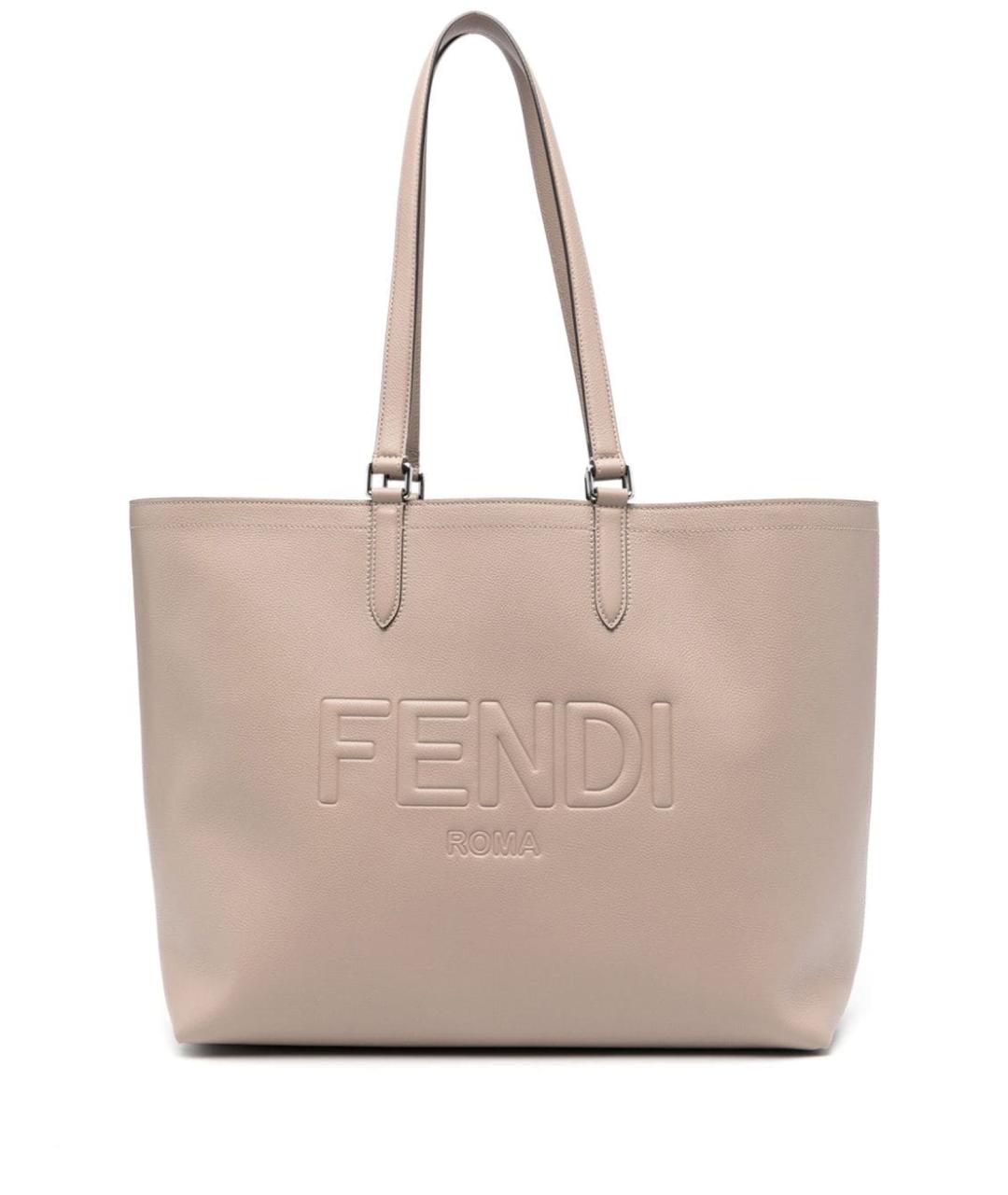 FENDI Бежевая кожаная сумка тоут, фото 1