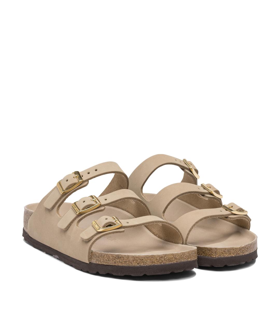 BIRKENSTOCK Бежевые кожаные сандалии, фото 2