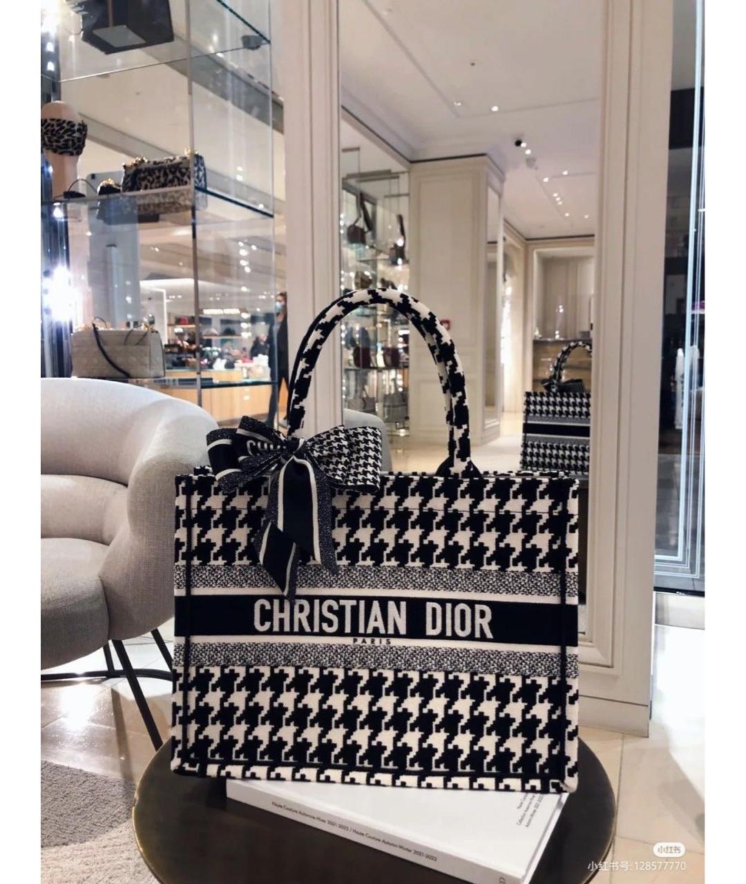 CHRISTIAN DIOR Черная тканевая сумка тоут, фото 2