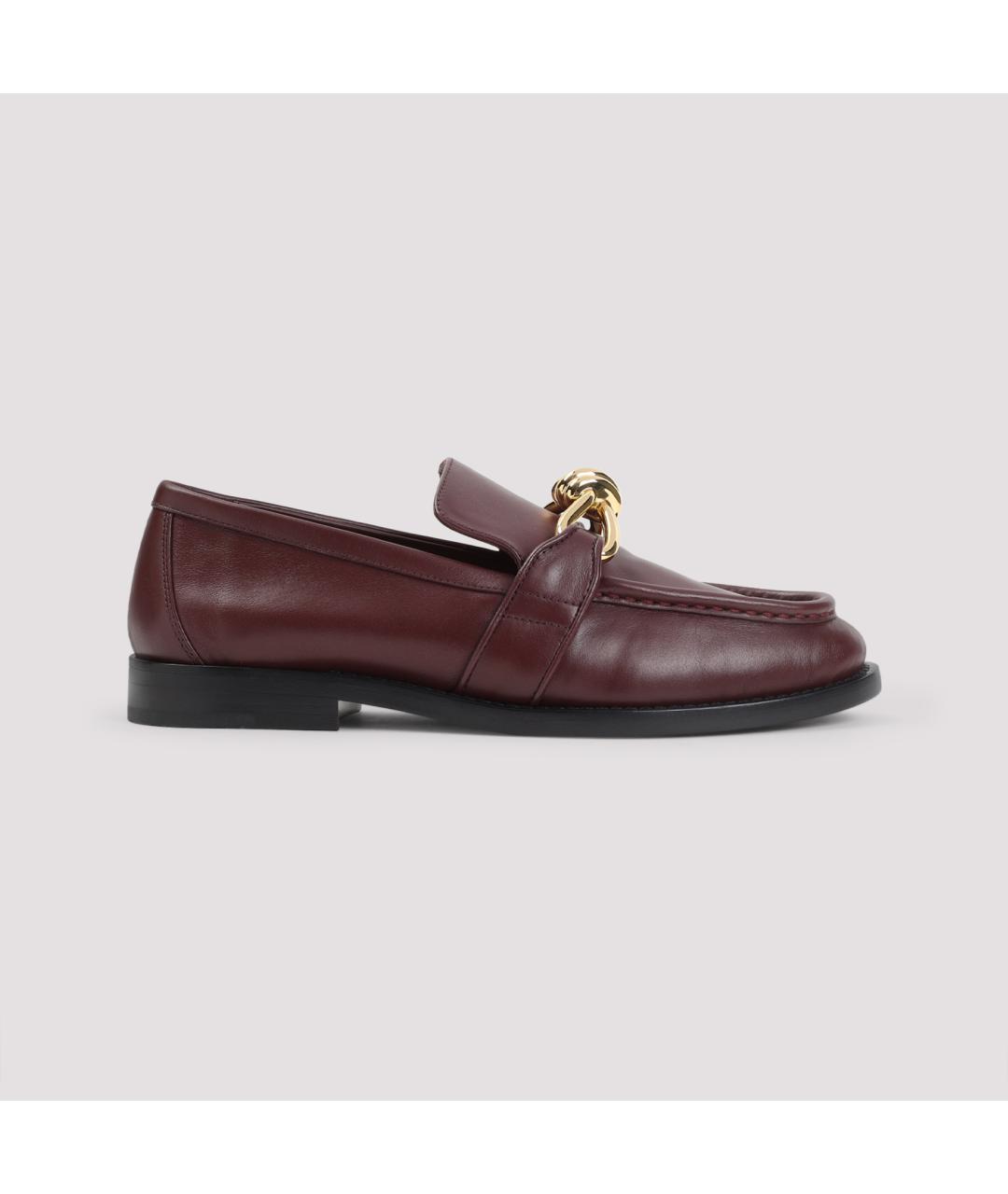 BOTTEGA VENETA Бордовые кожаные лоферы, фото 2