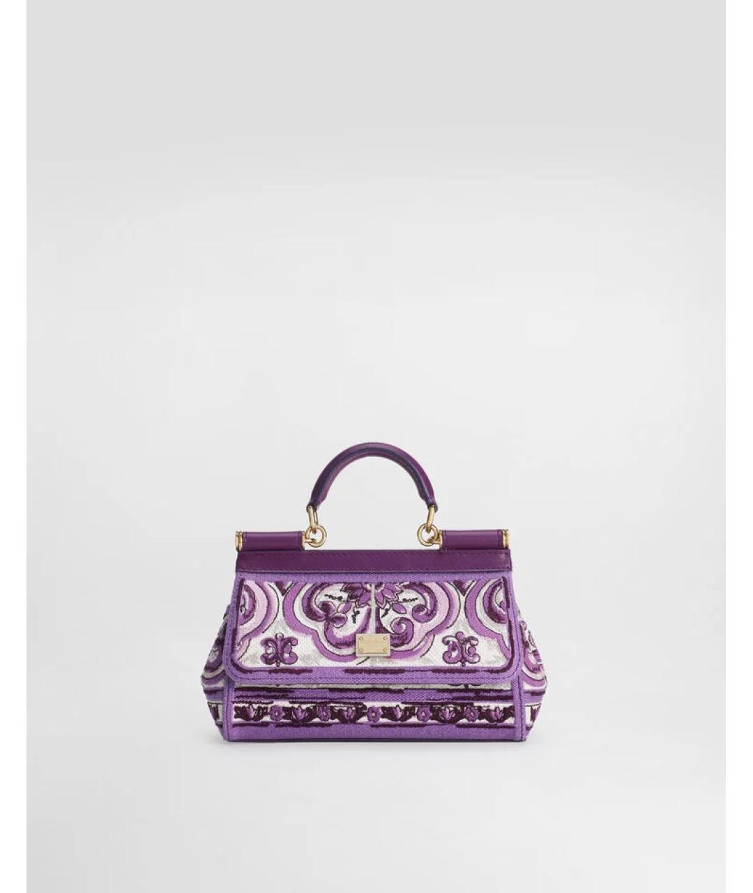 DOLCE&GABBANA Фиолетовая хлопковая сумка с короткими ручками, фото 7