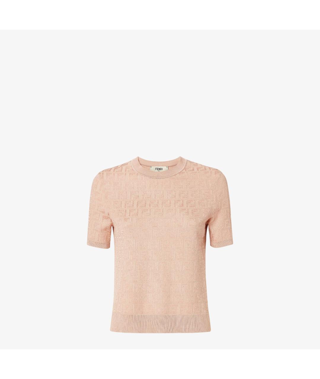 FENDI Розовая хлопковая футболка, фото 6
