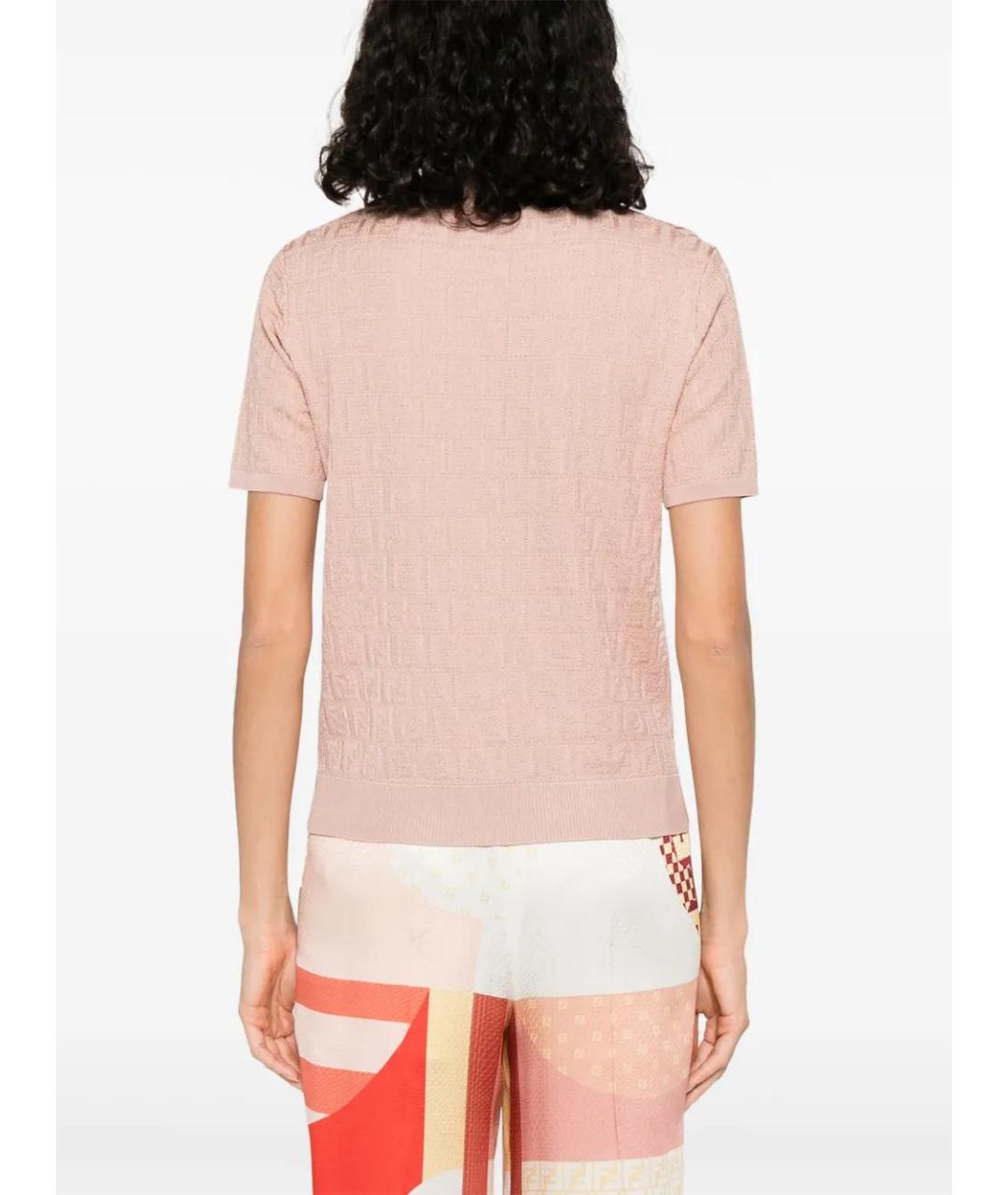 FENDI Розовая хлопковая футболка, фото 4