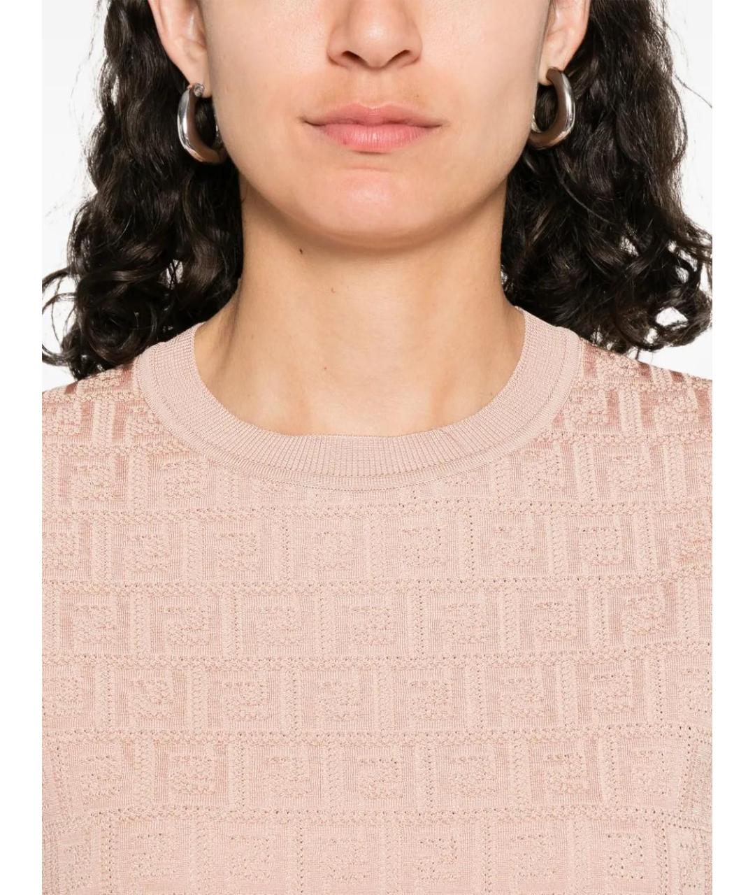 FENDI Розовая хлопковая футболка, фото 5