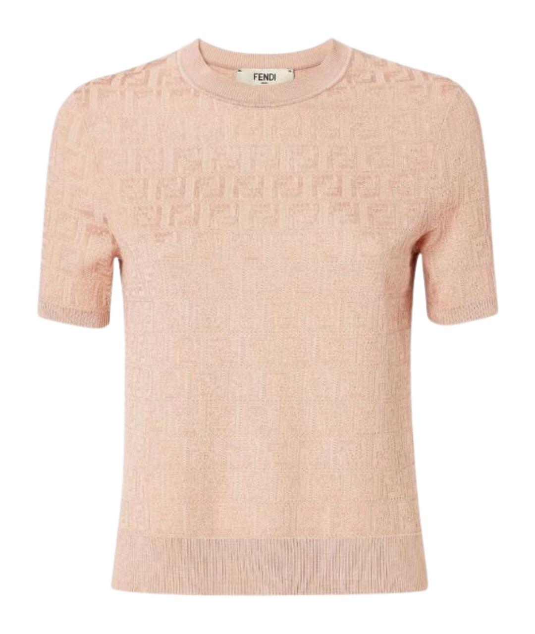 FENDI Розовая хлопковая футболка, фото 1