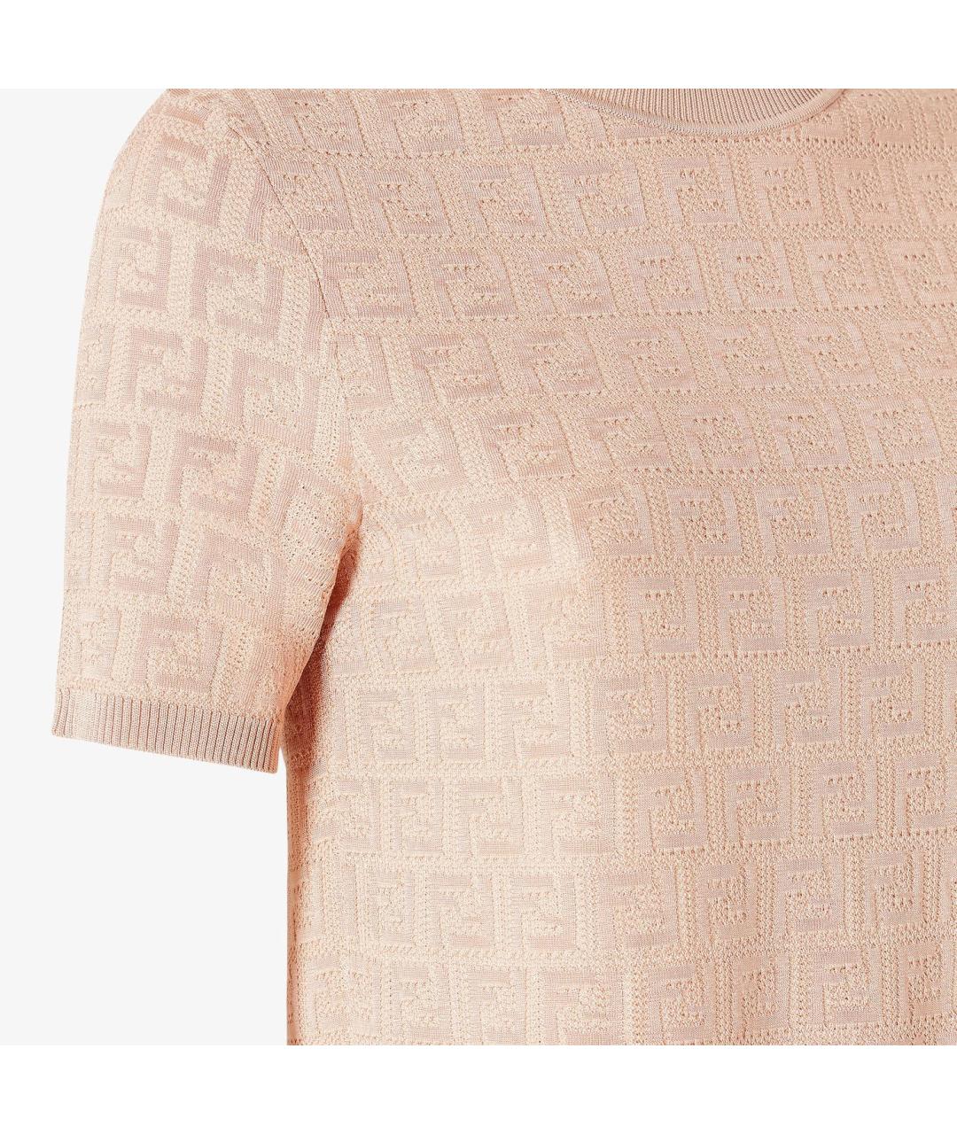 FENDI Розовая хлопковая футболка, фото 3