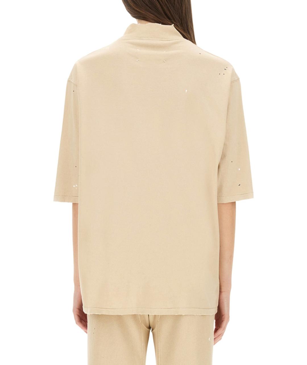 MAISON MARGIELA Бежевая хлопковая футболка, фото 4