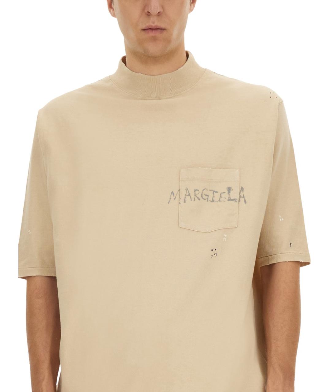 MAISON MARGIELA Бежевая хлопковая футболка, фото 5