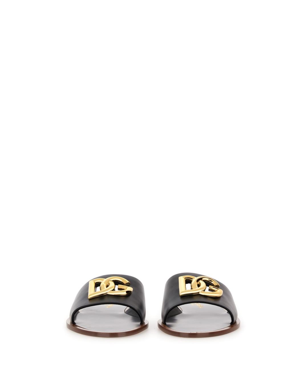 DOLCE&GABBANA Черные кожаные шлепанцы, фото 4