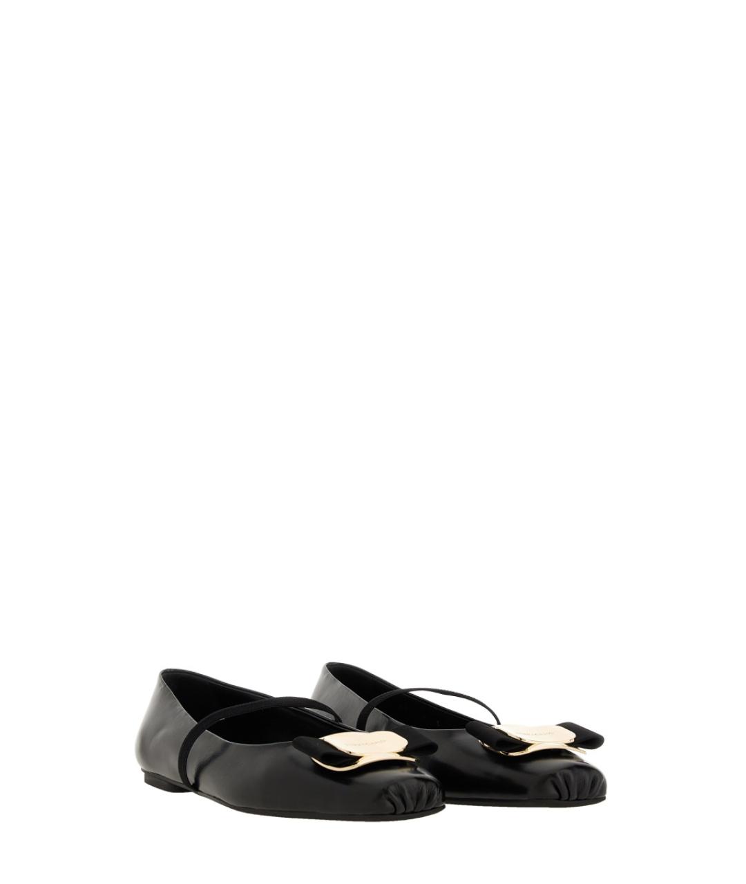 FERRAGAMO Черные кожаные балетки, фото 2
