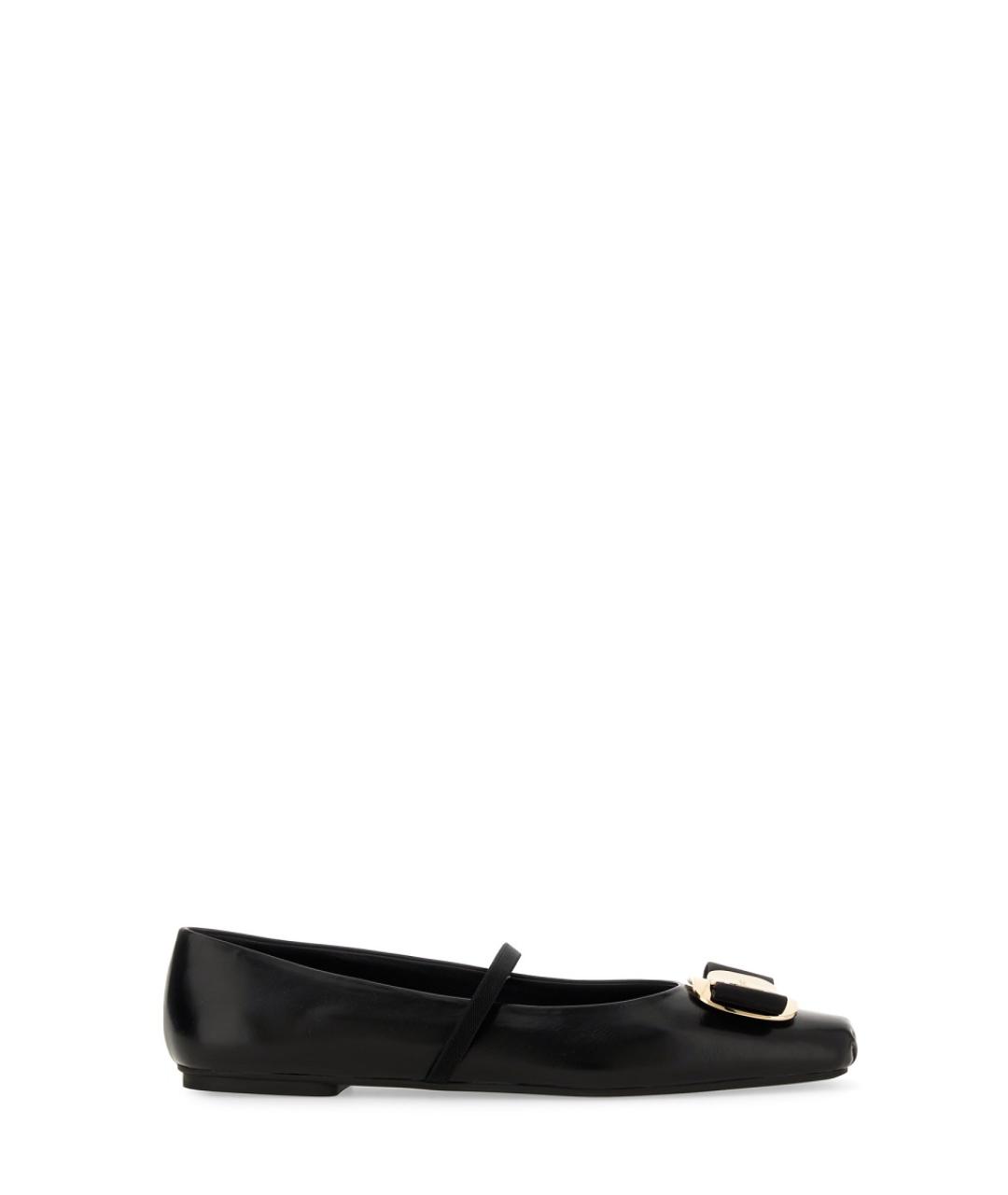 FERRAGAMO Черные кожаные балетки, фото 1