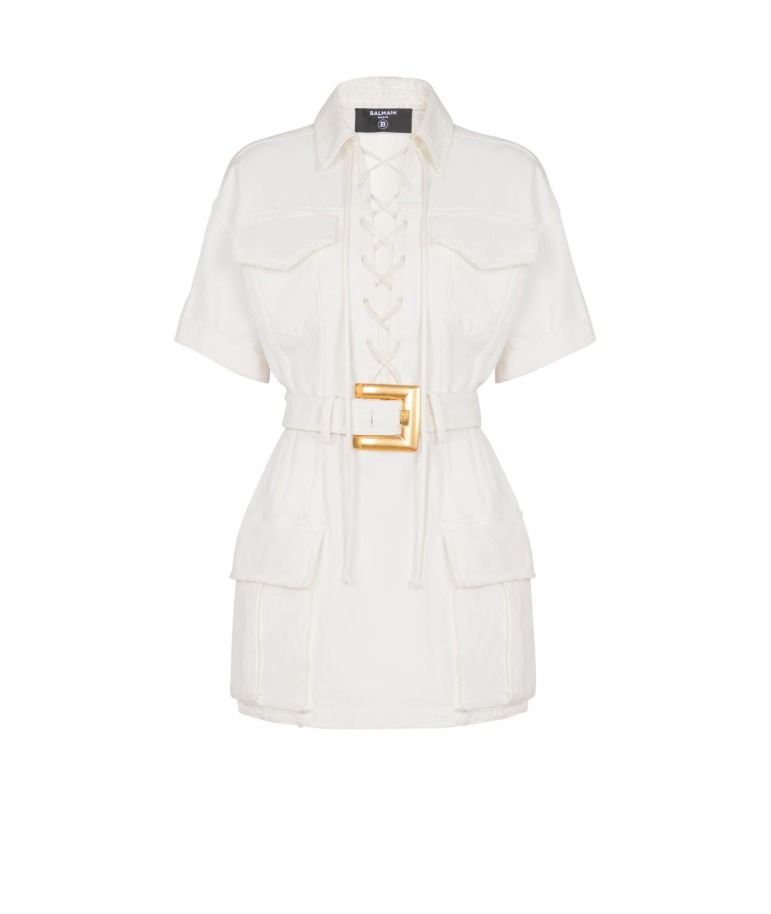 BALMAIN Белое хлопковое повседневное платье, фото 1